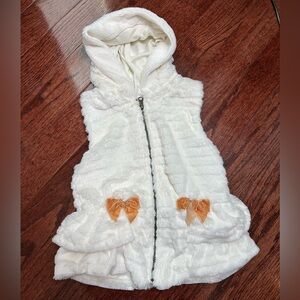 Faux Fur White Hooded Vest from Little Lass